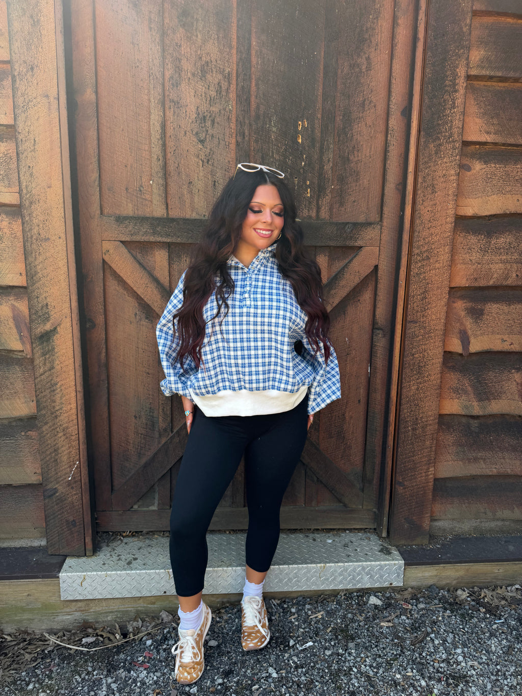 Dairy Plaid Navy Pullover