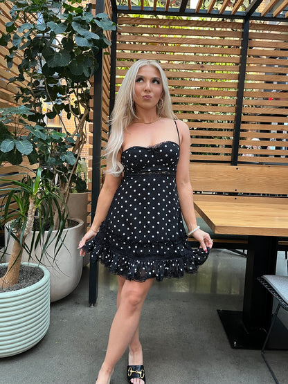 Polka Sweetness Black Dress