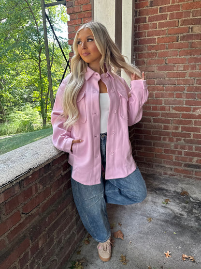 Shopping Addict Shacket in Blush