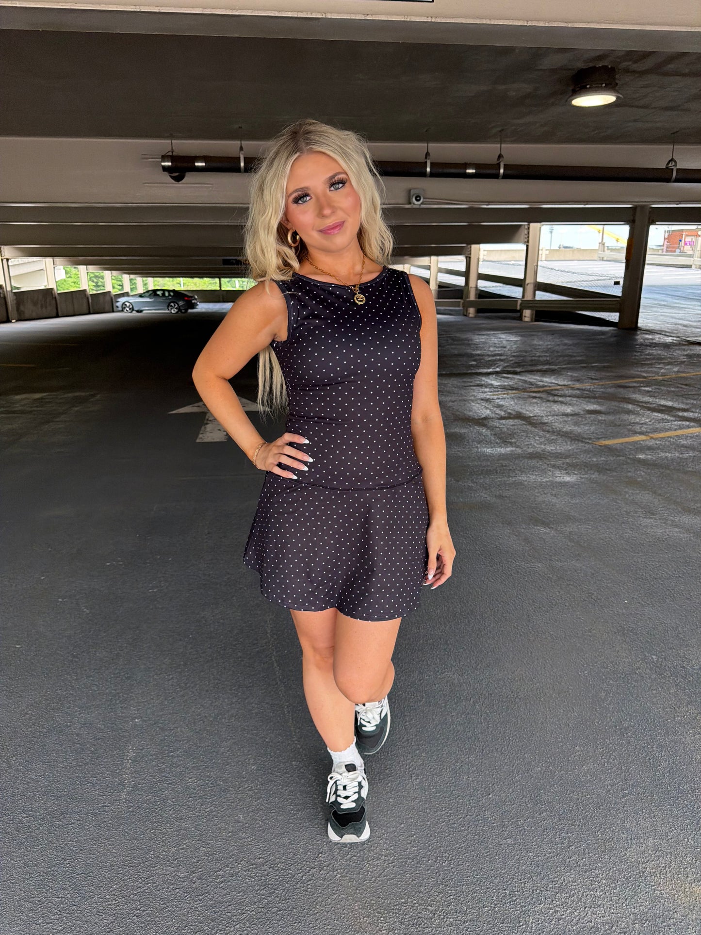 Bonjour Polka Dot Dress in BLACK