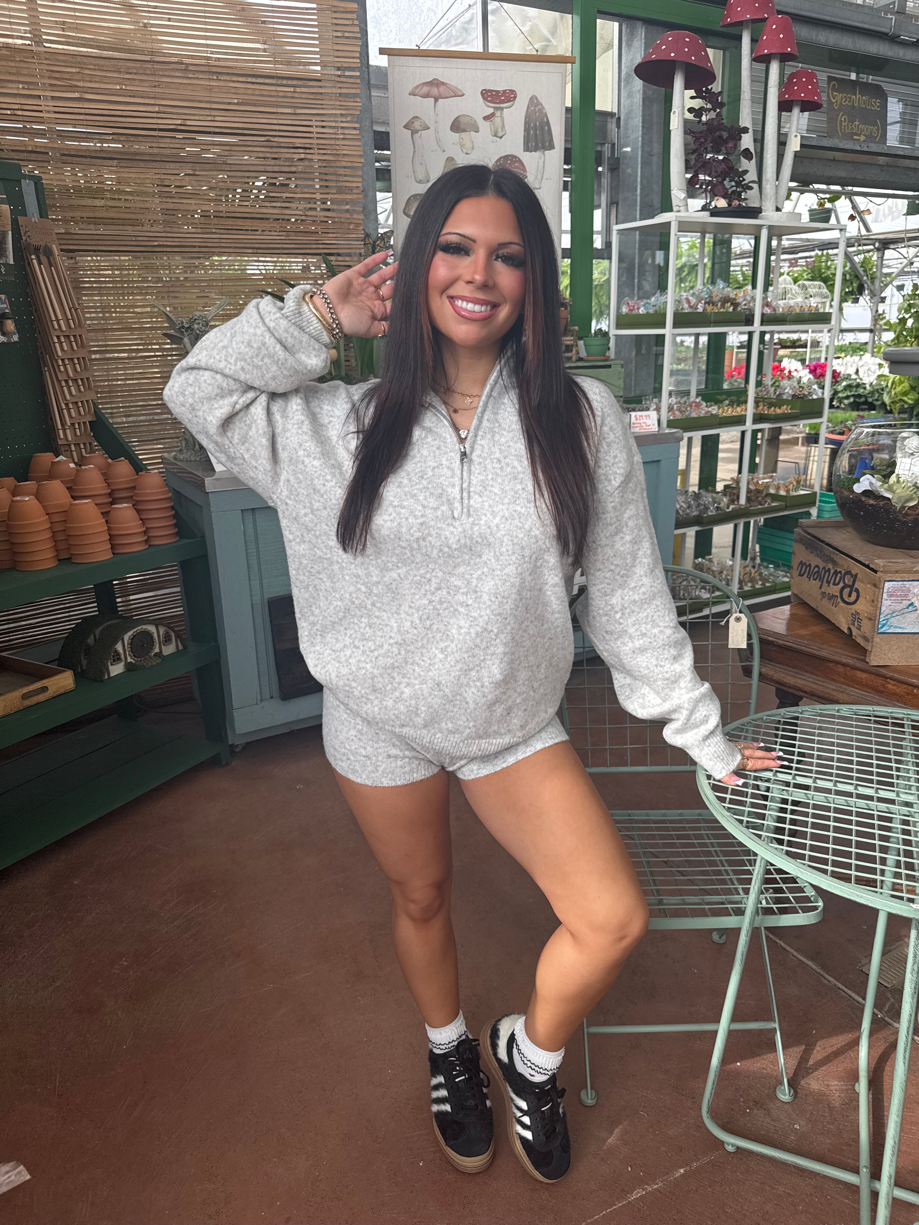 Cozy Club Lounge Set (SHORTS) Grey