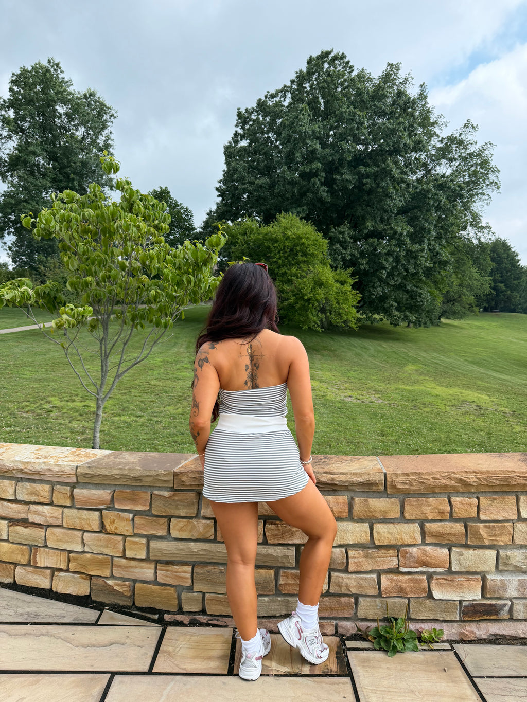 Baby Cakes Striped Set GREY (Skirt)