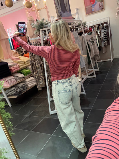 Study Break Striped L/S in Pink