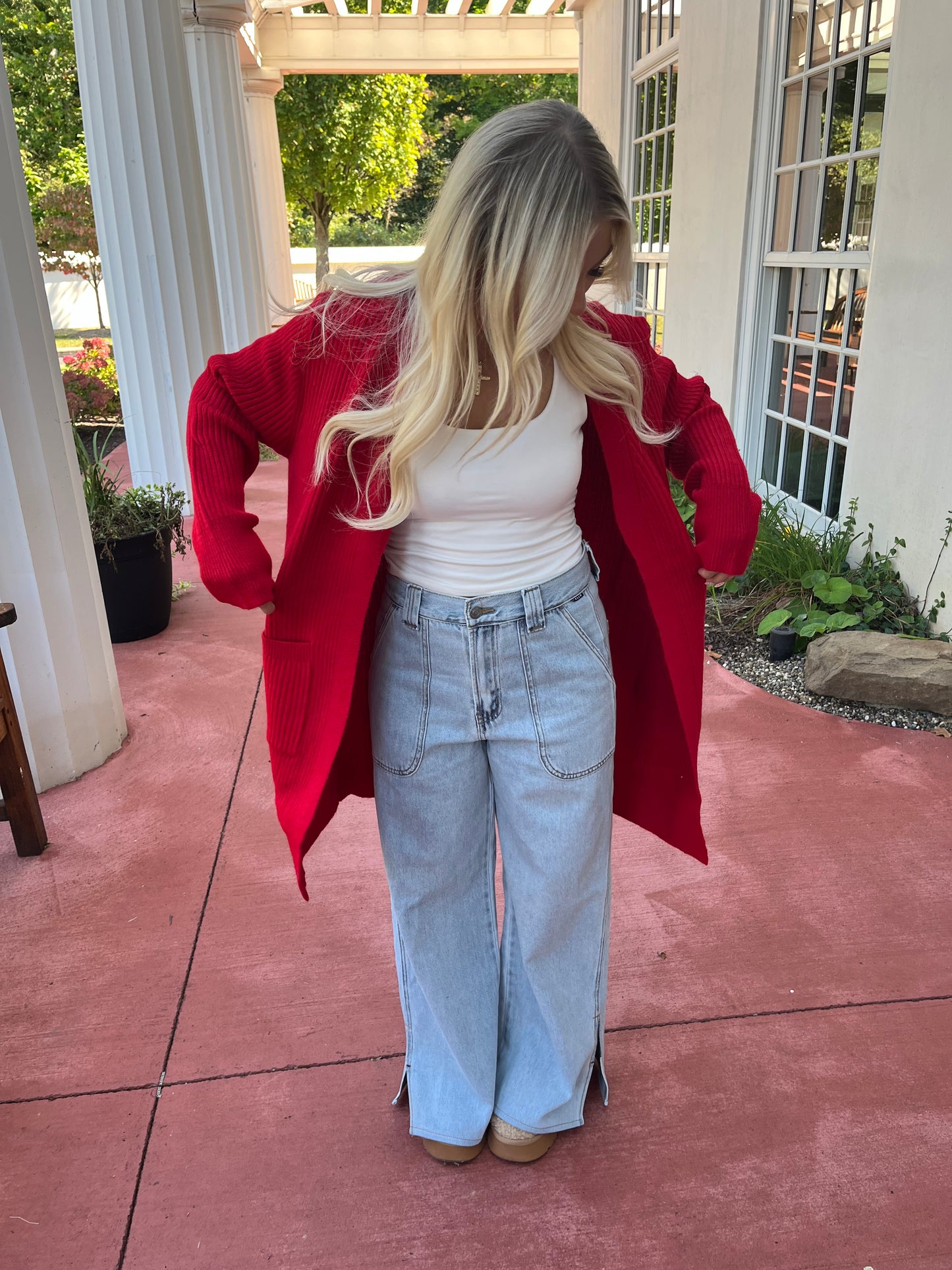 Butterfly Cardigan in Red With A Hood