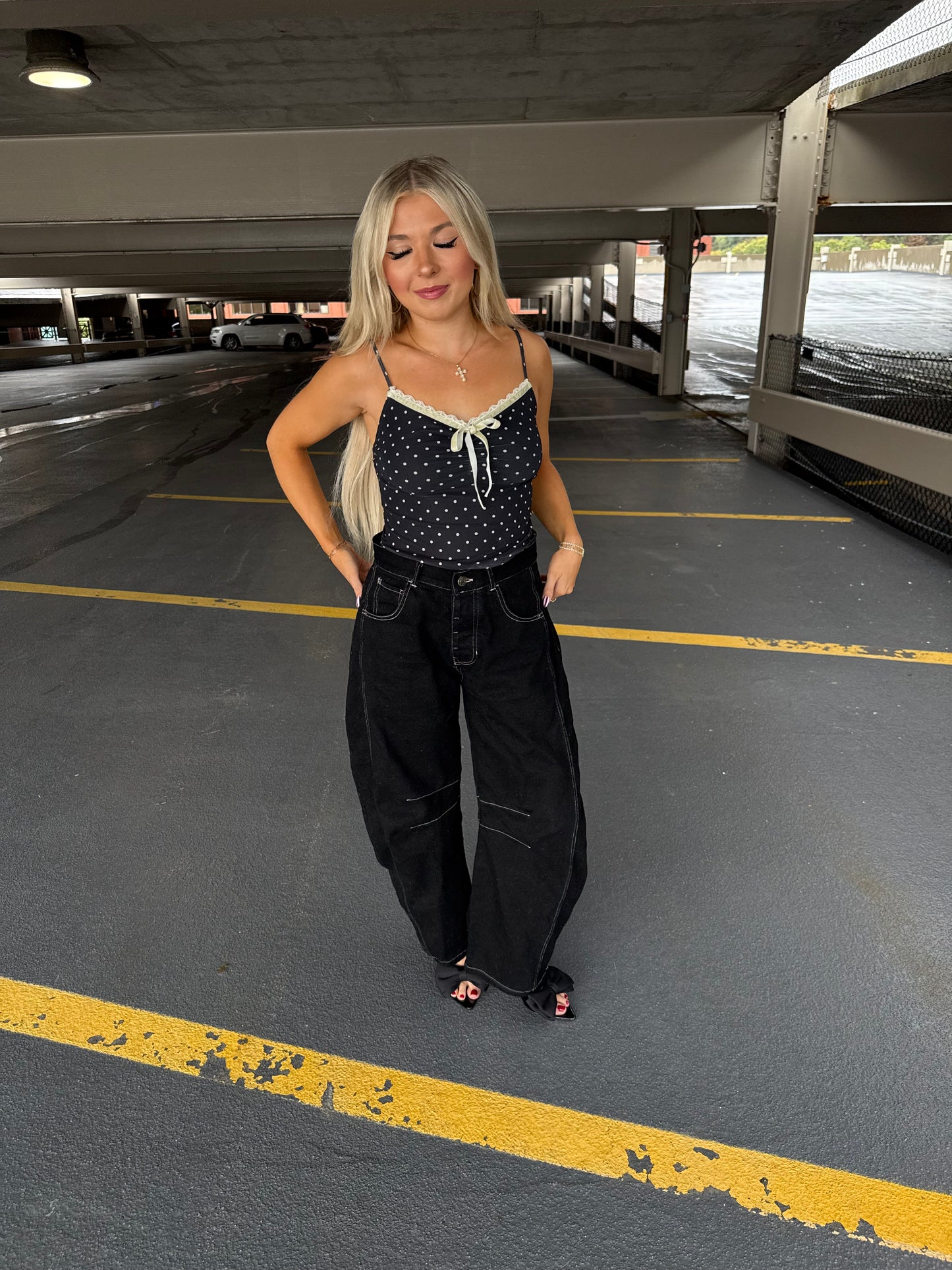 Celene Polka Tank in Black