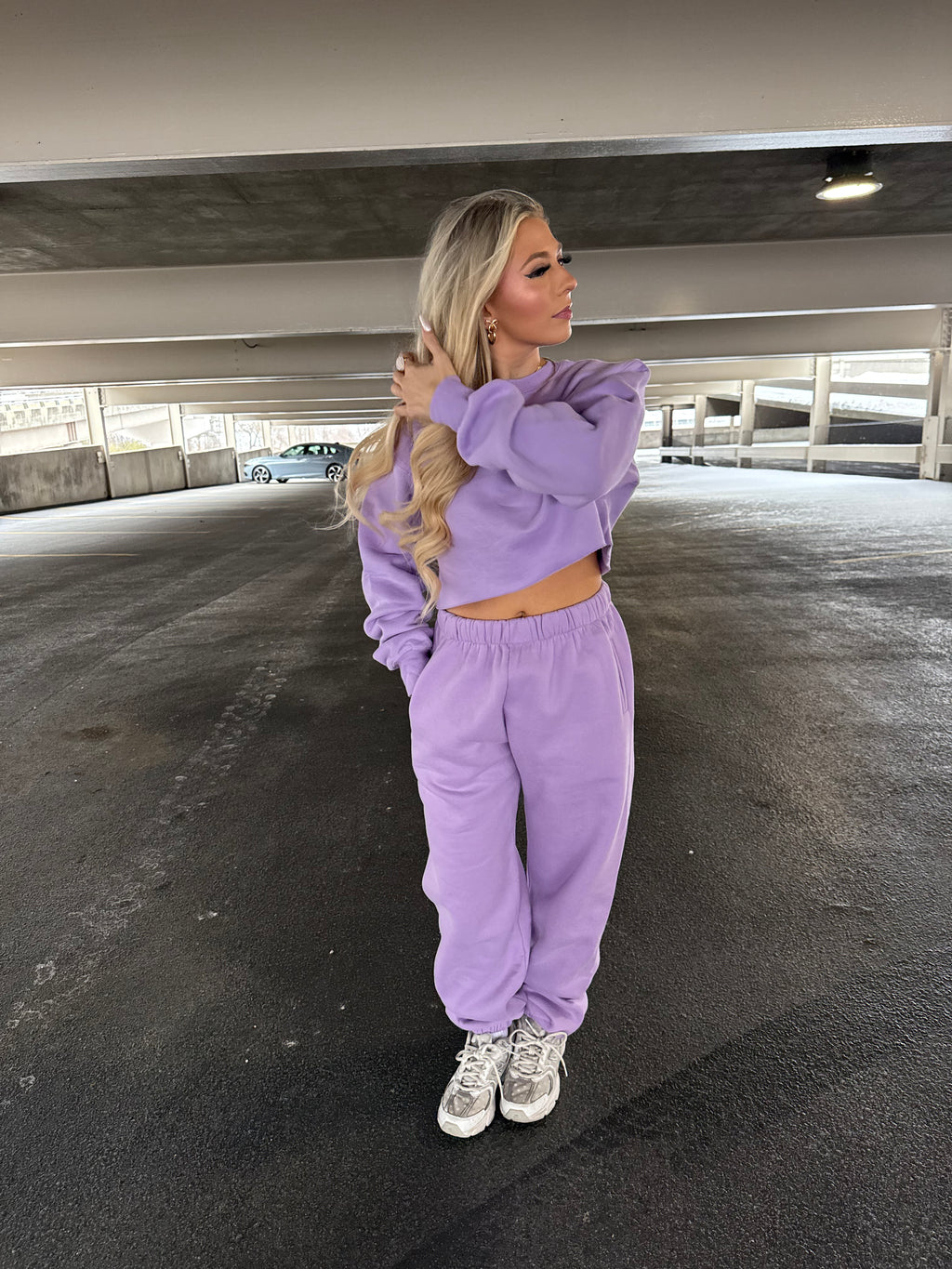 So Fetch Cropped Crew in Bright Lav