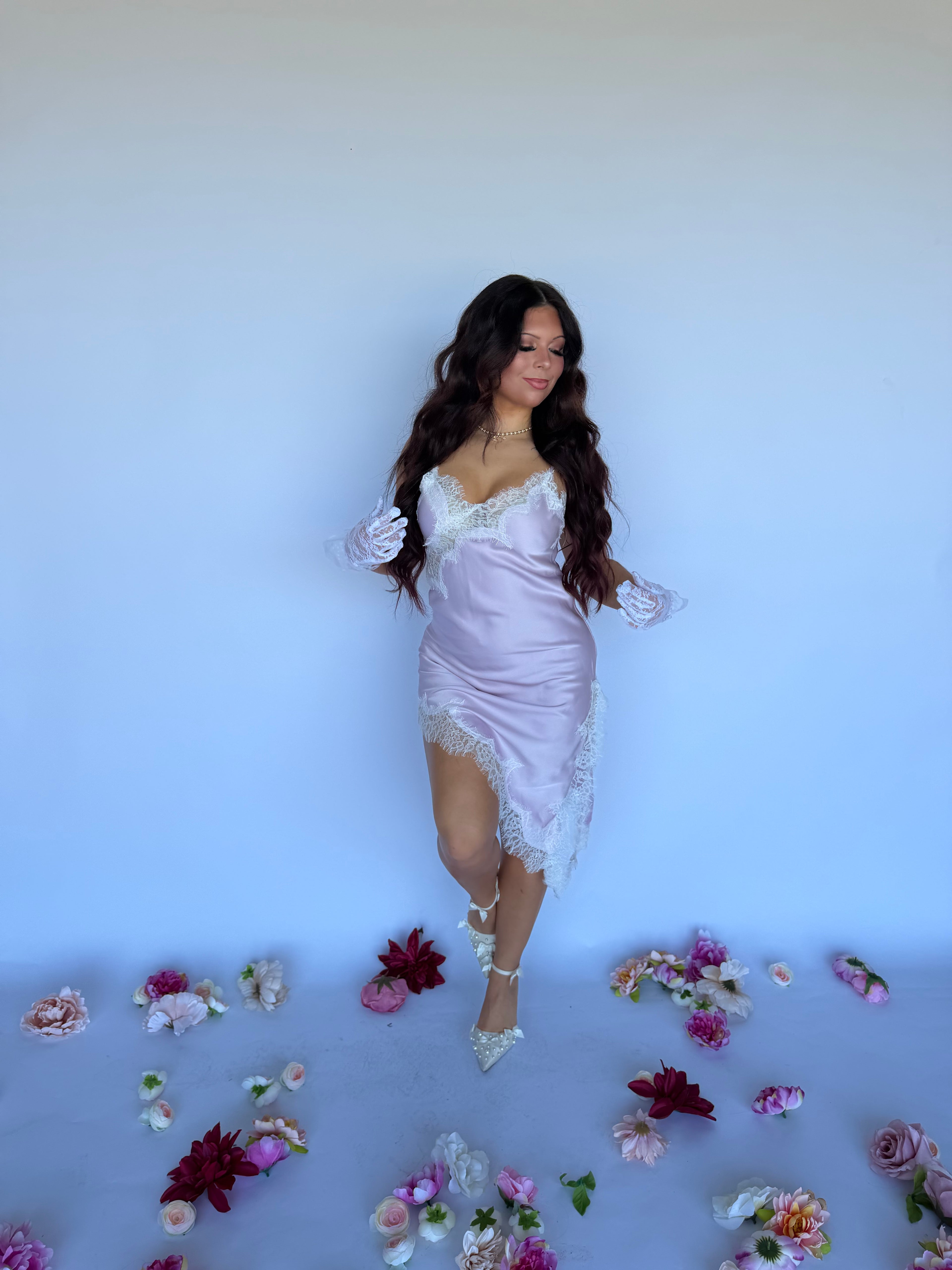 Stupid Song Lace Dress in Lav FINAL SALE