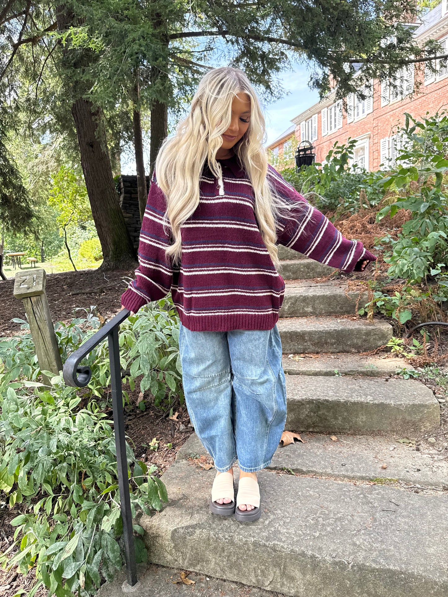 Copper Collar Sweater in Wine