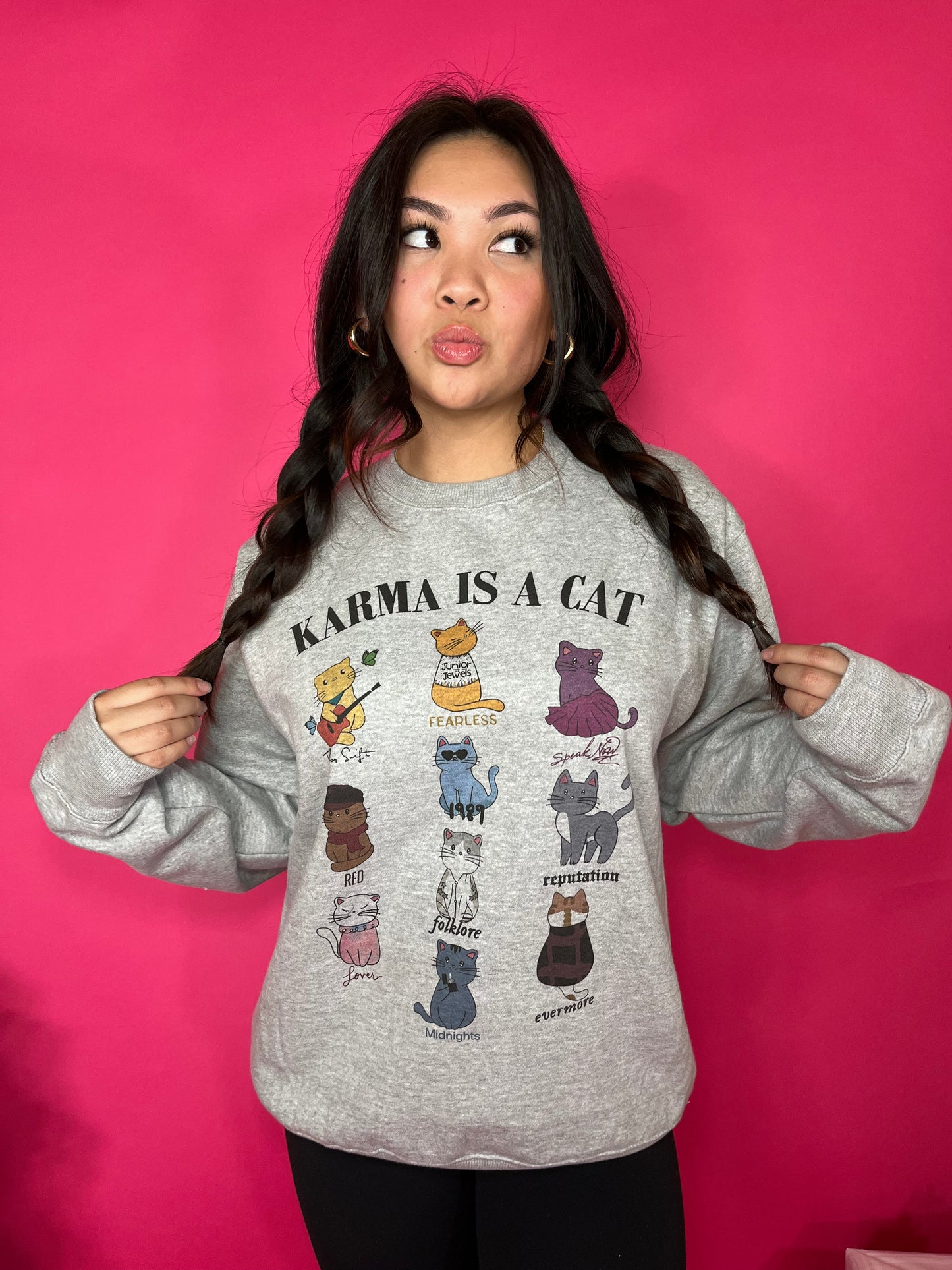 Karma Is A Cat Sweatshirt in Grey