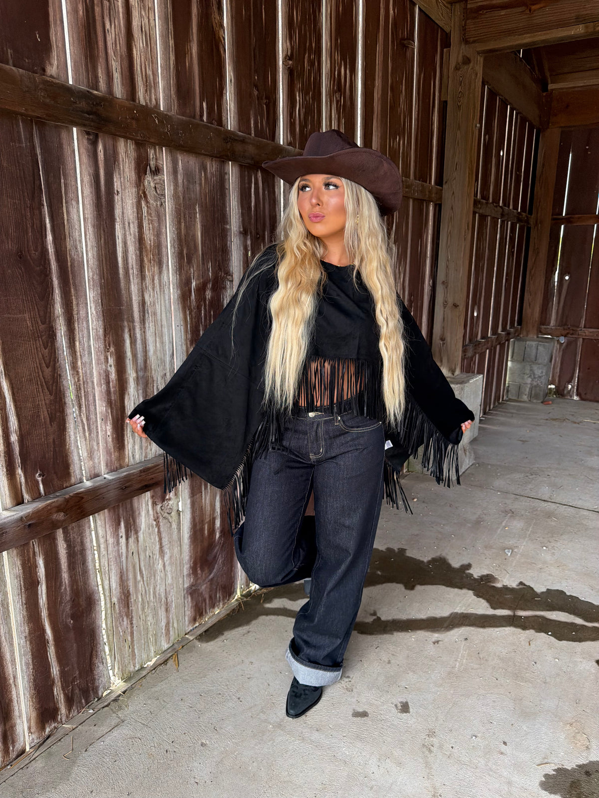 The Stallion Fringe Top in Black