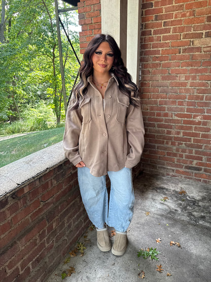 Shopping Addict Shacket in Taupe