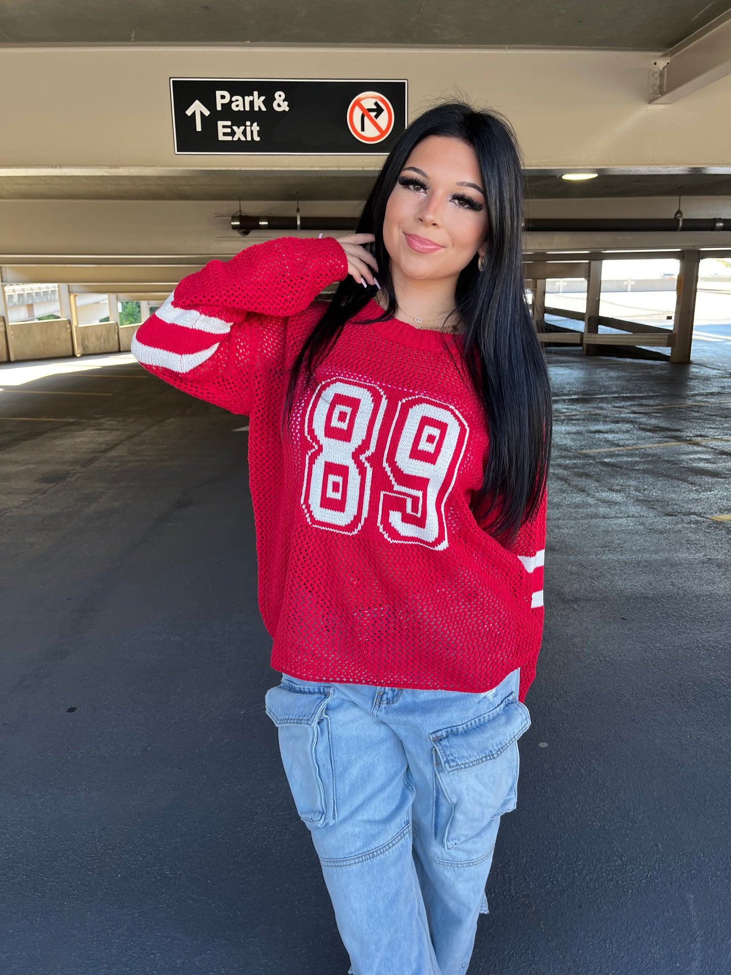 89 Net Sweater in Red