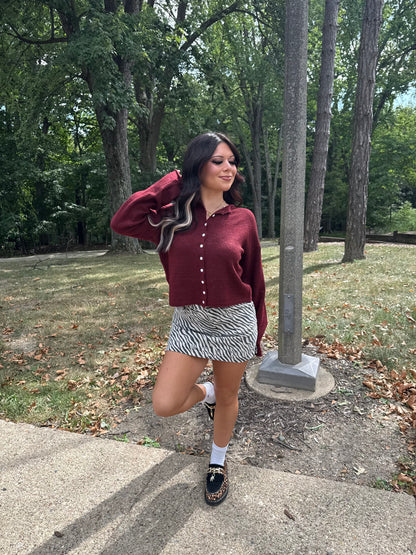 Bout Time Burgundy Cardi