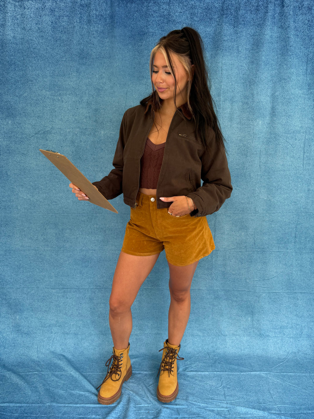 Barn Cropped Jacket in Deep Brown