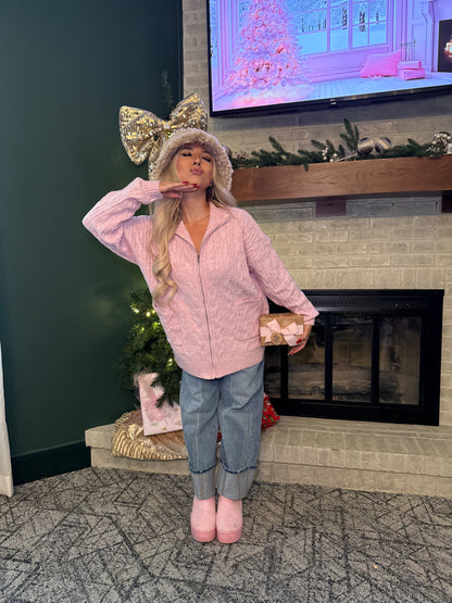 Sugar Girl Sweater Zip in PINK