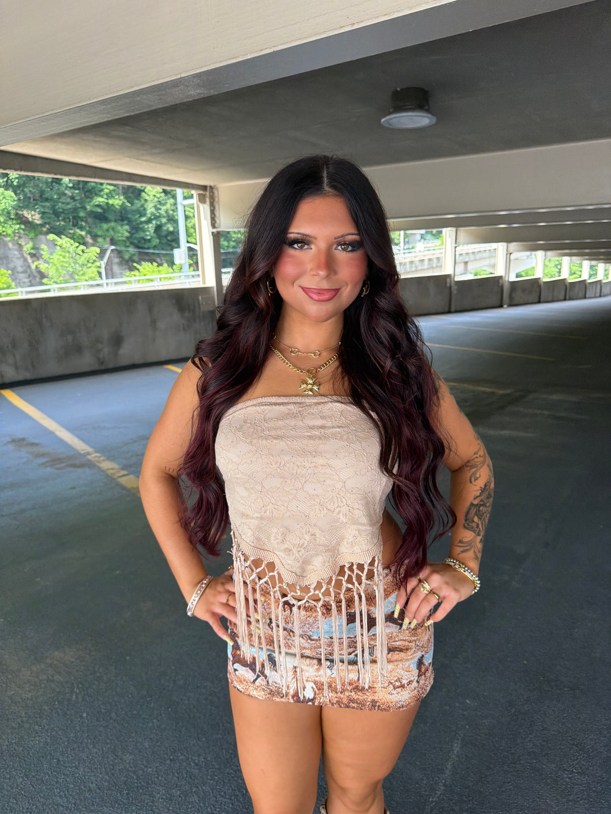 Lead W/ Love Bandana Top in Taupe