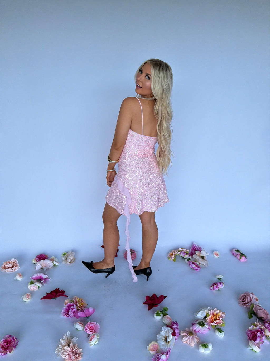 Lacy Sparkle Dress in Pink FINAL SALE
