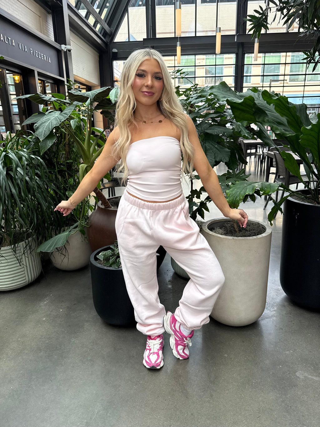 So Fetch Sweatpants in Pale Pink
