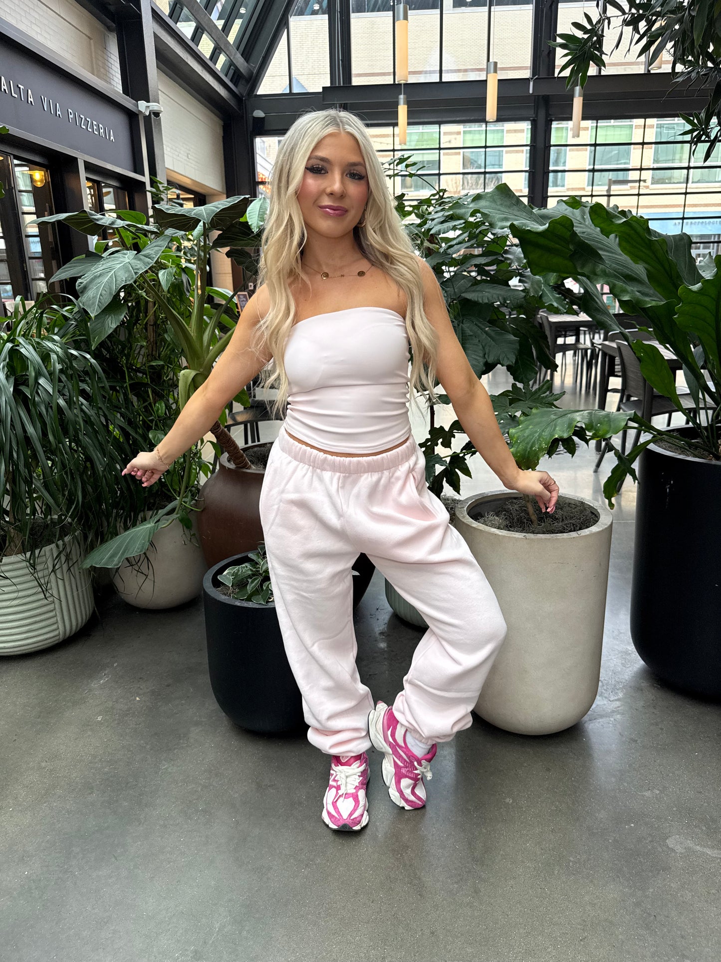 So Fetch Sweatpants in Pale Pink
