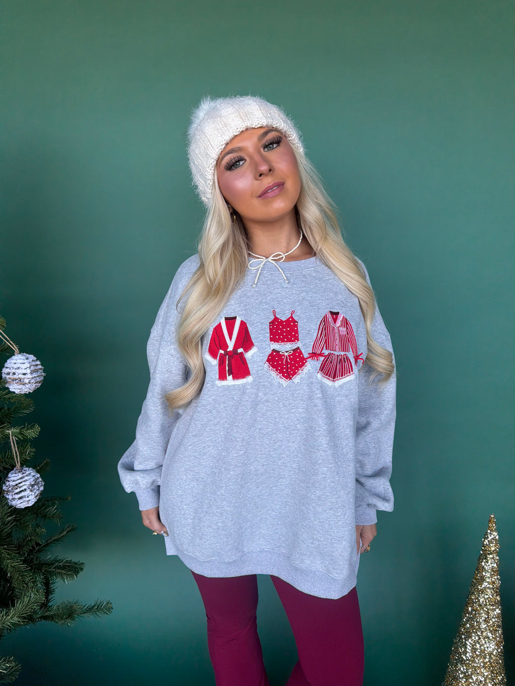 Christmas Outfits Crewneck in Grey FINAL SALE
