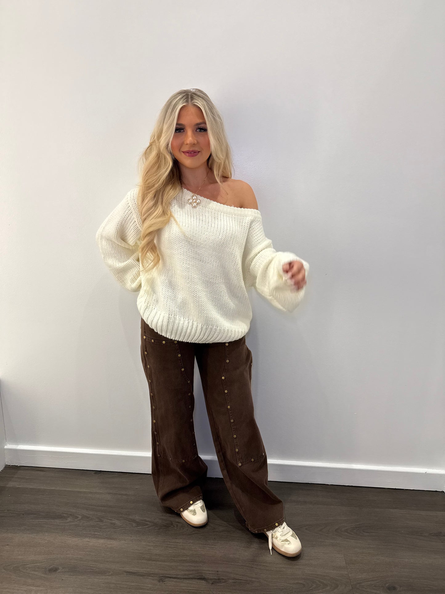 Brandi One Shoulder Sweater in Ivory