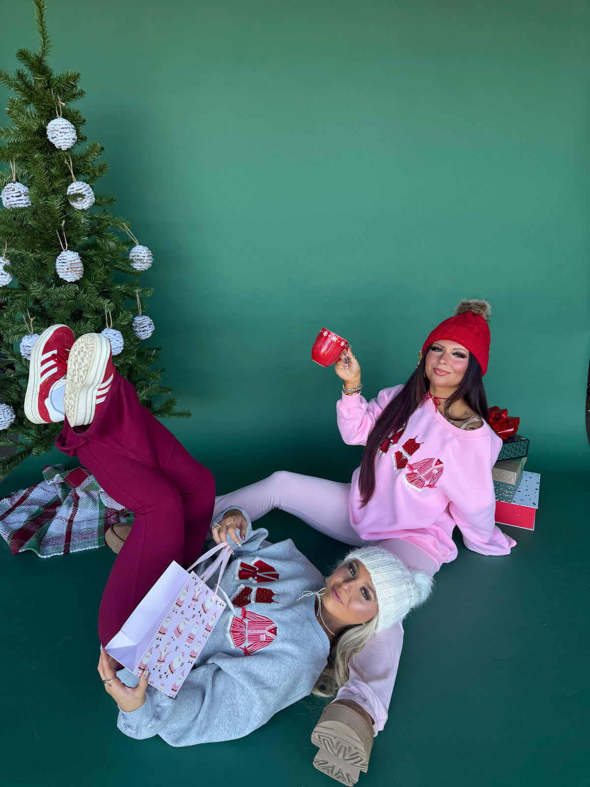 Christmas Outfits Crewneck in Pink FINAL SALE