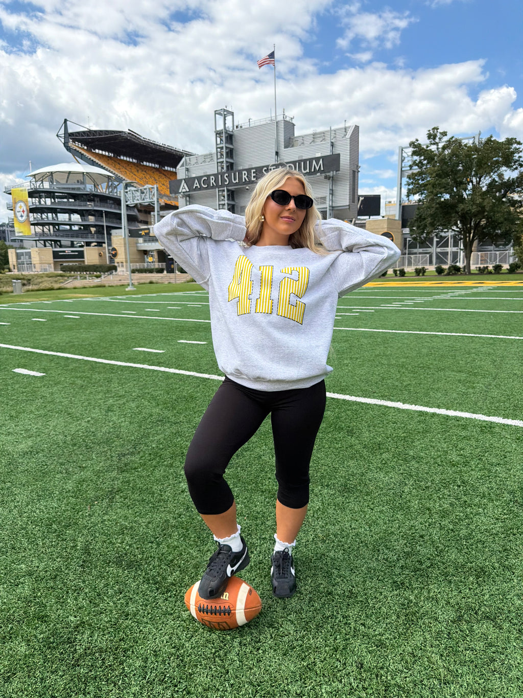 412 Grey & Yellow Stripe Crewneck