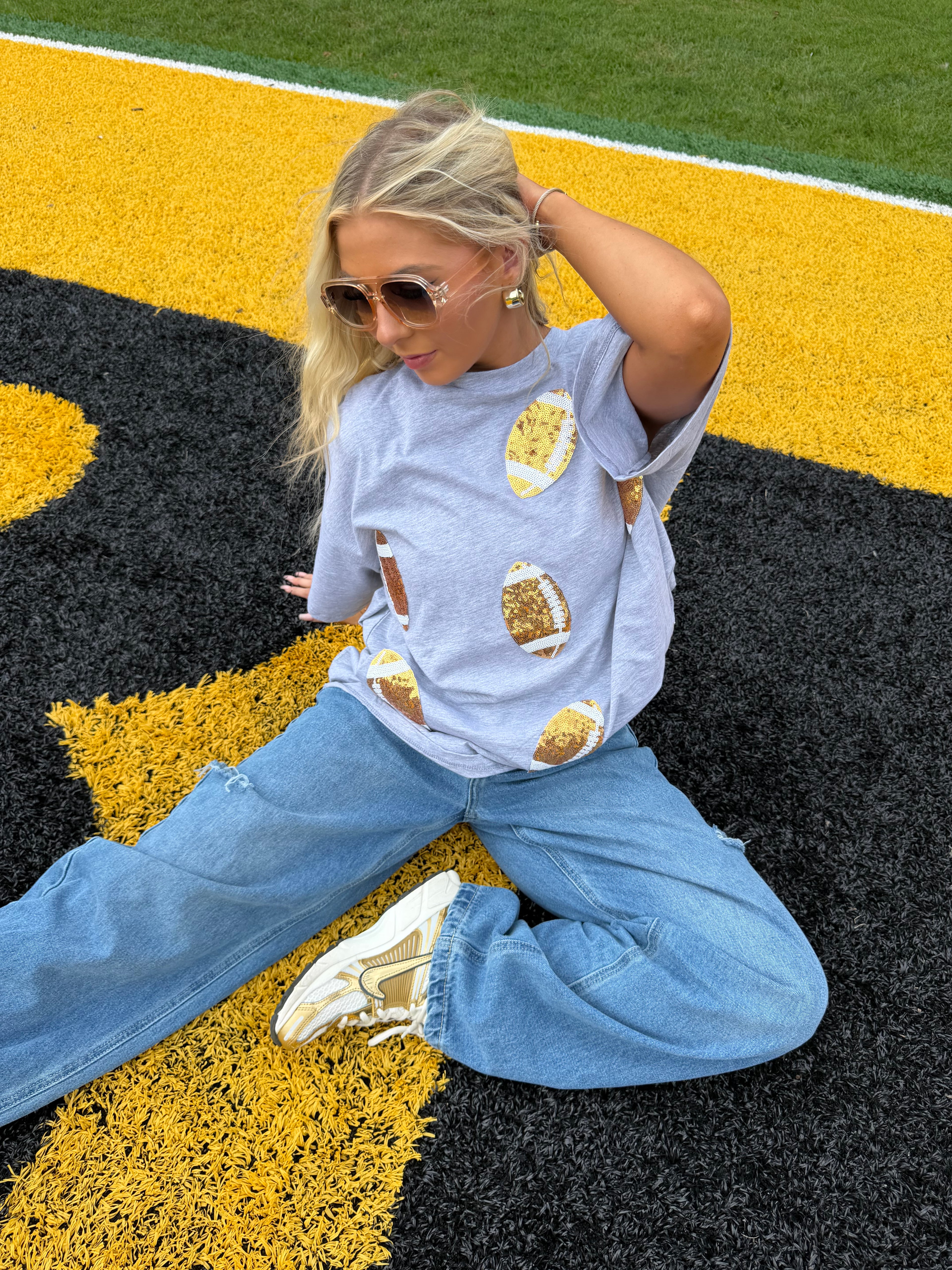 Game Day Dazzle Tee in Grey FINAL SALE