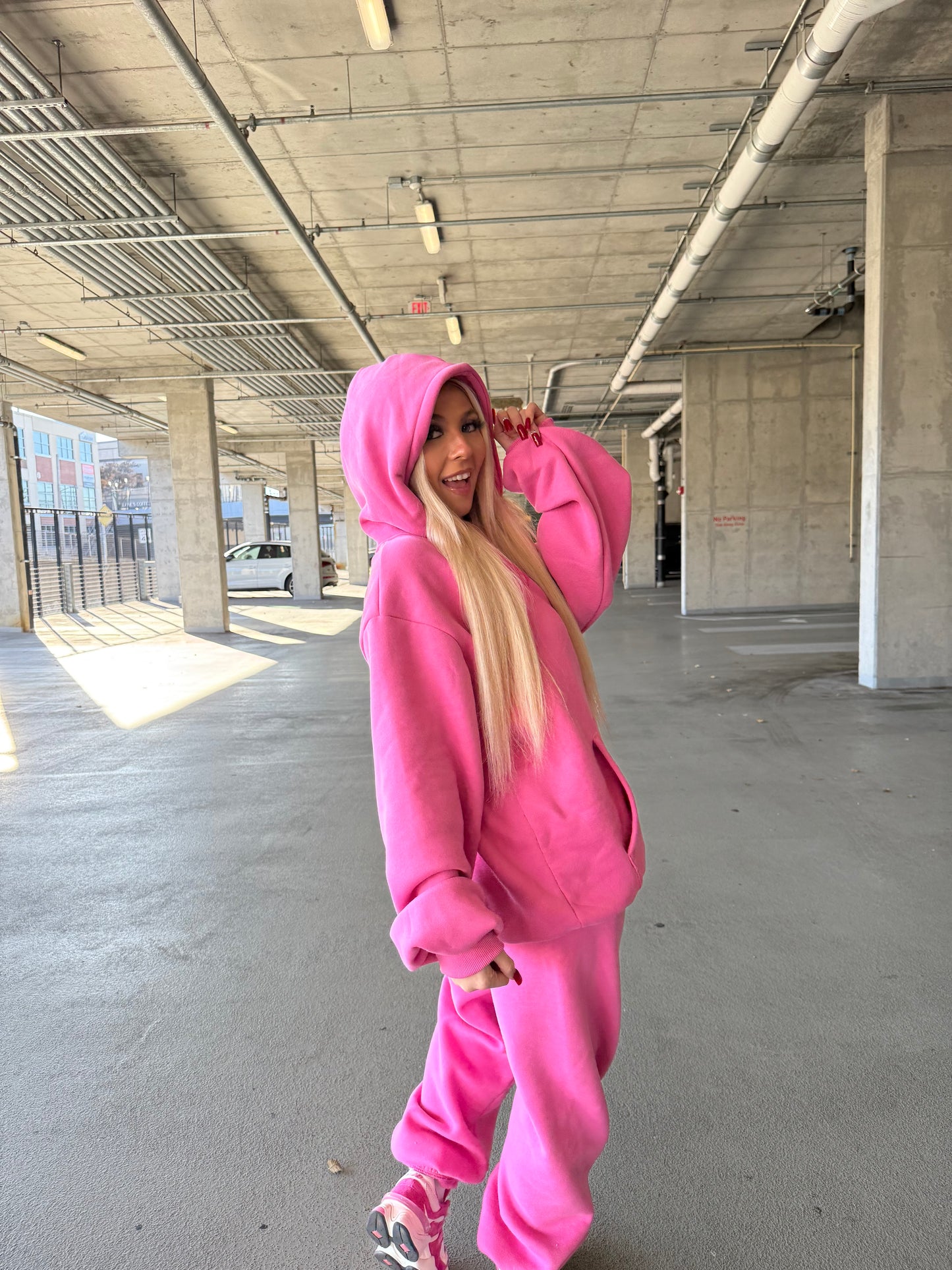 Happy Camp3r Puff Series Barbie Pink Hoodie