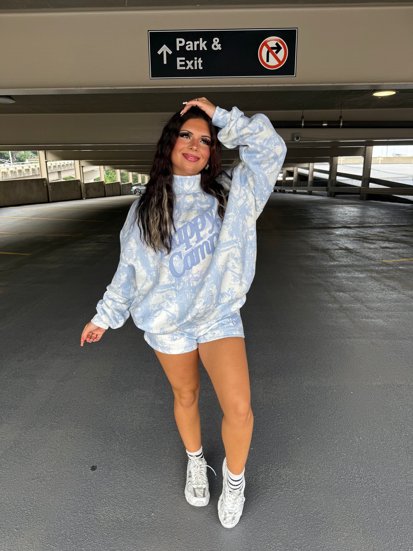 Happy Camp3r Blue Camo Mockneck