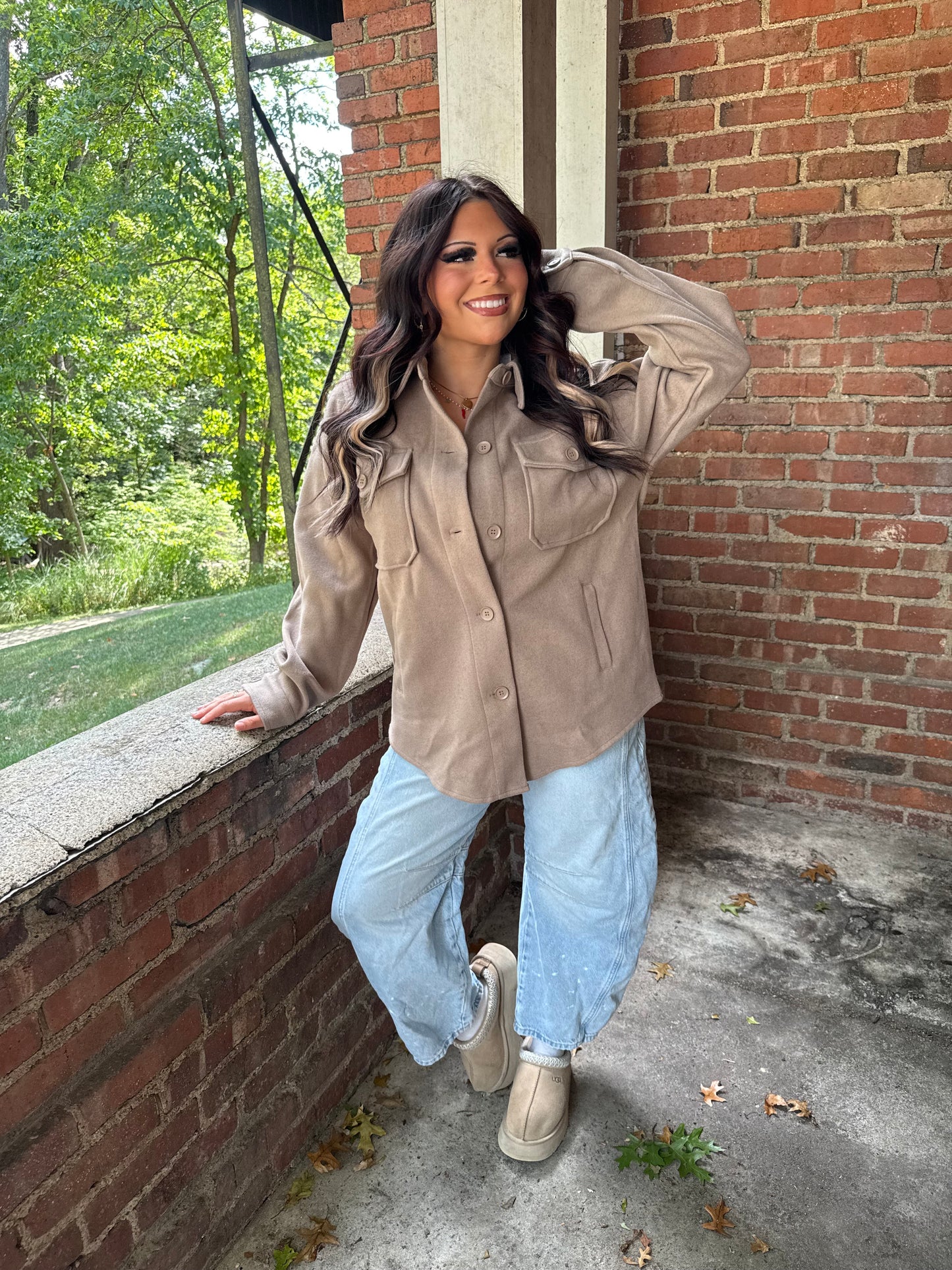 Shopping Addict Shacket in Taupe
