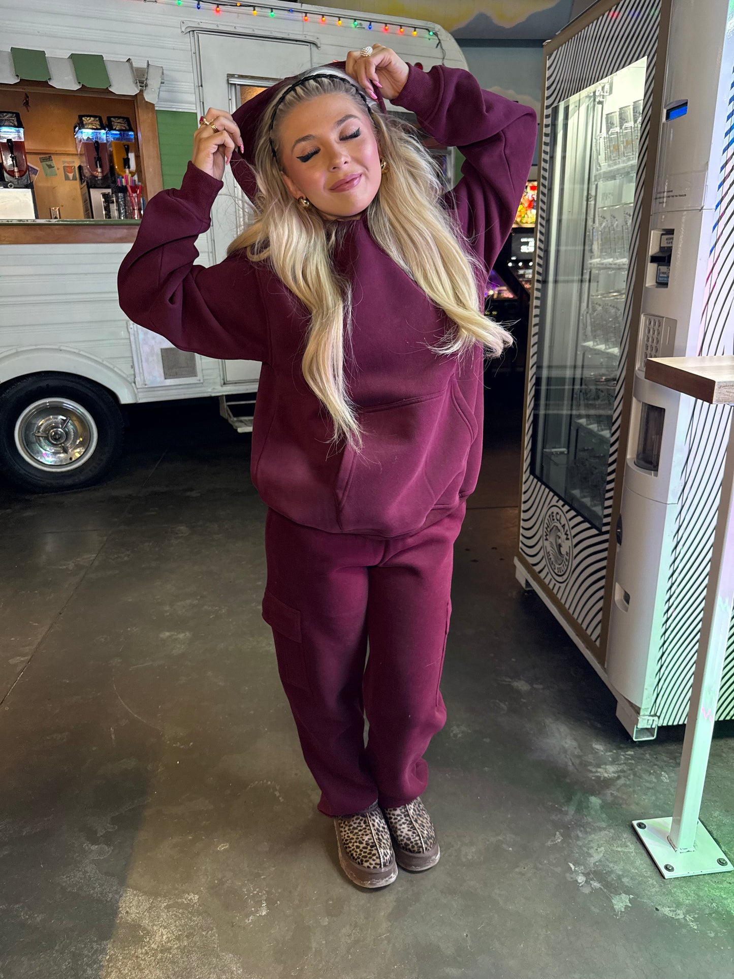 So Fetch Cargo Sweats in Black Cherry