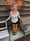 Stripe Babydoll Cut L/S in Ivory