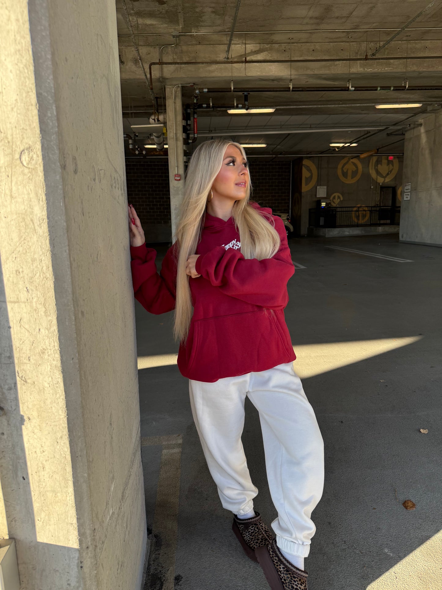 Happy Camp3r Puff Series Hoodie in Deep Cherry