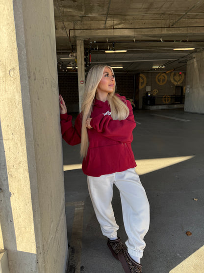 Happy Camp3r Puff Series Hoodie in Deep Cherry