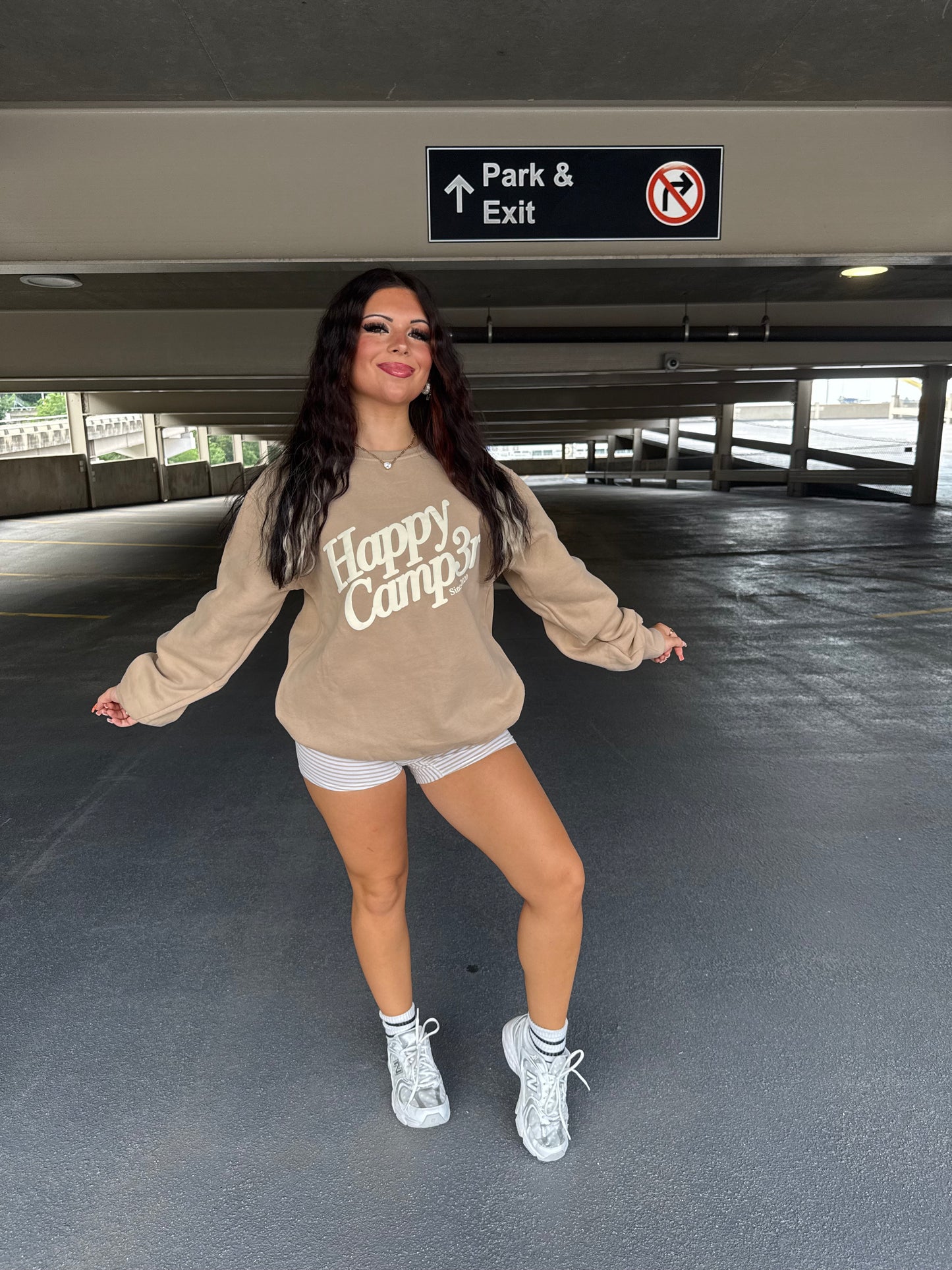 Happy Camp3r Oatmeal Crewneck