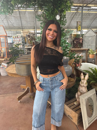 Colman Lace Top in Black