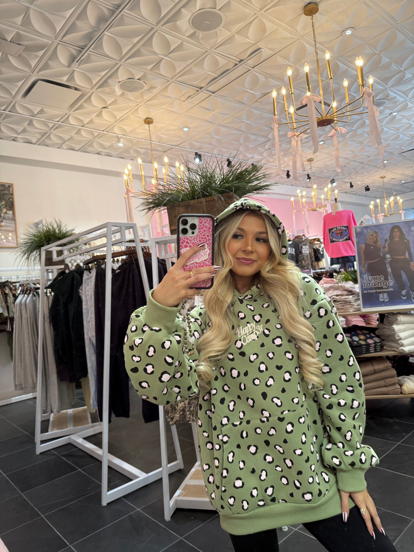 Happy Camp3r Leopard Olive Hoodie