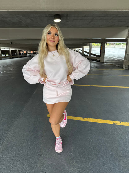 Grounded Sweatskirt in Pale Pink