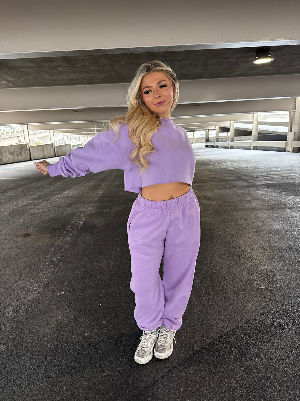 So Fetch Cropped Crew in Bright Lav