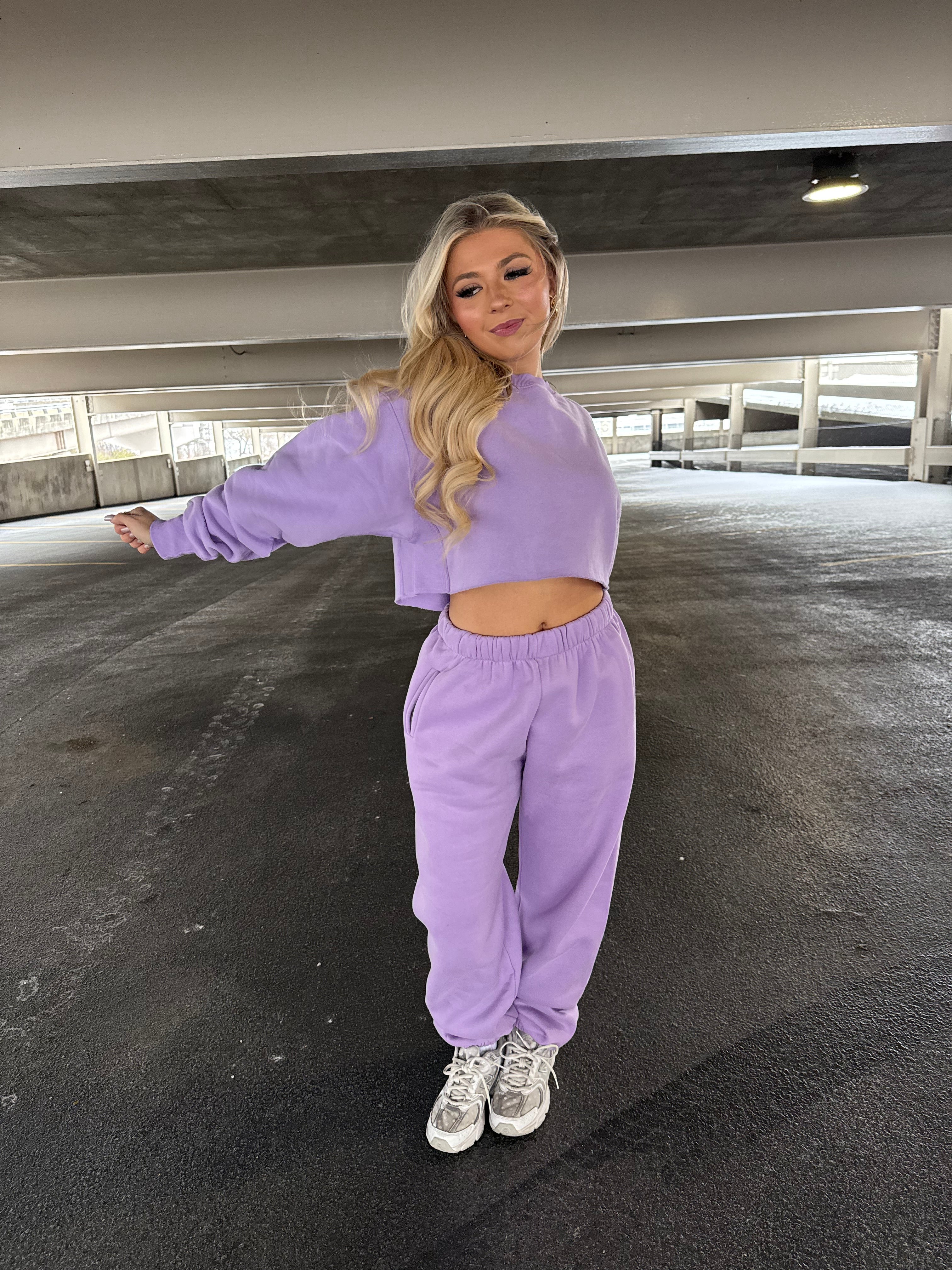 So Fetch Cropped Crew in Bright Lav