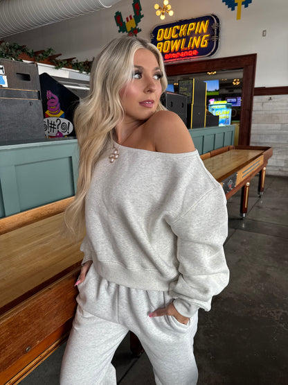 So Fetch One Shoulder Top in Heather White