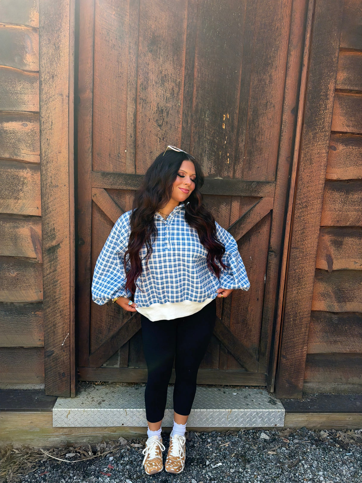 Dairy Plaid Navy Pullover
