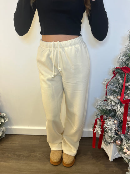 So Fetch Wide Leg Sweatpants in Ecru