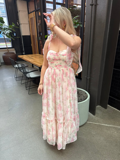 Belles Bunny Maxi Dress in Pink Combo