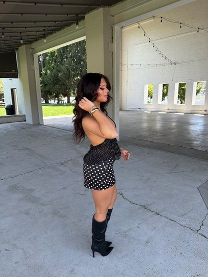 Dotty Love Halter in Black