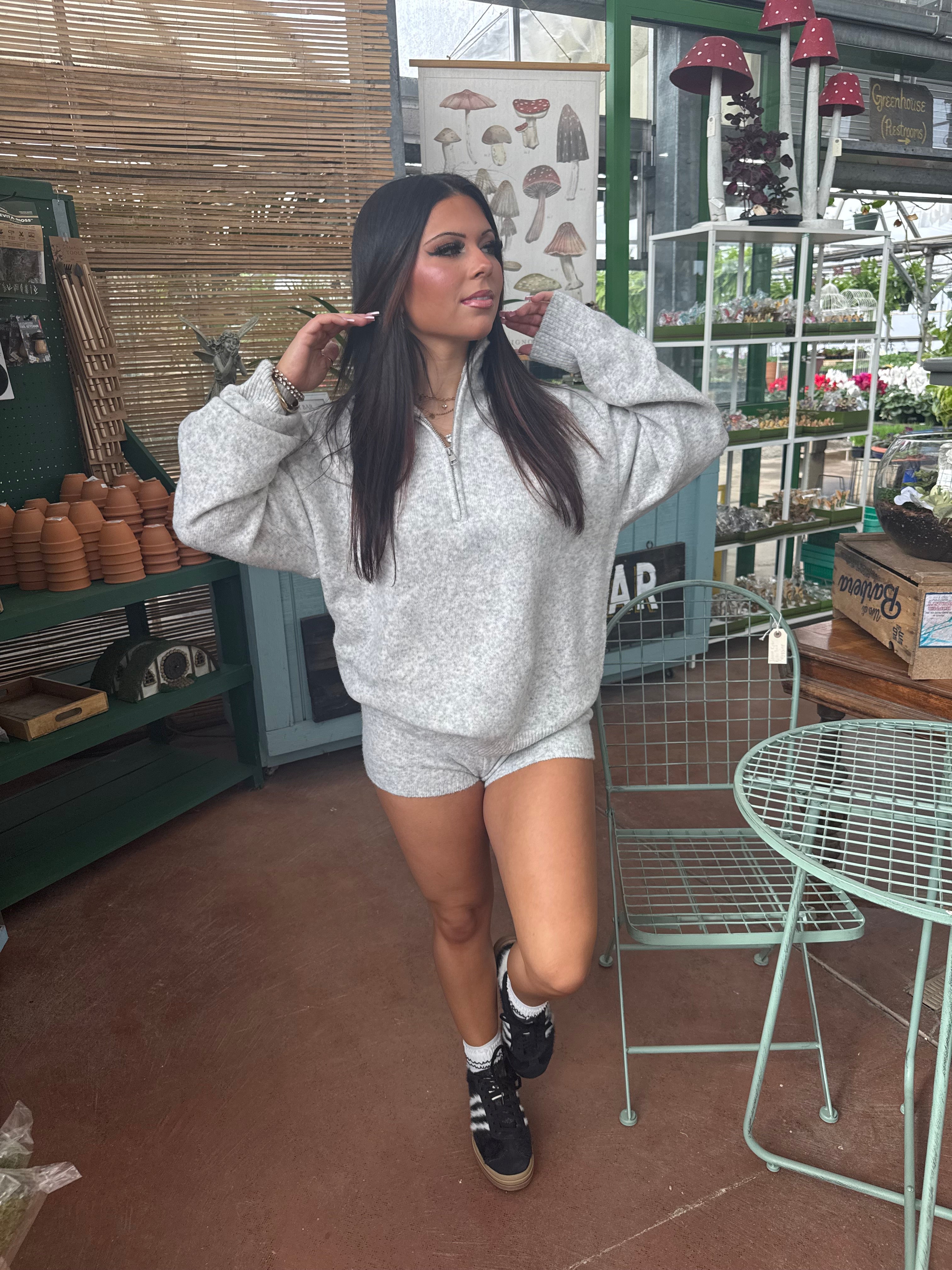 Cozy Club Lounge Set (SHORTS) Grey