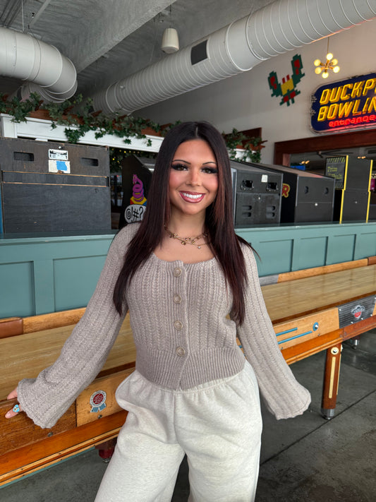 Marled Taupe Cardi Girl