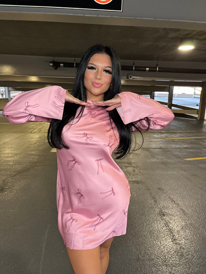 Rosè Silky Bow Dress