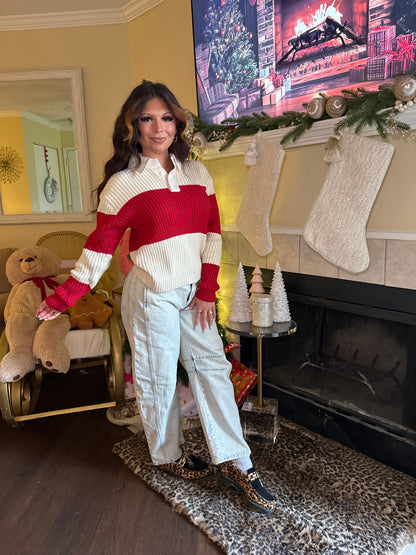Holiday Striped Polo Knit